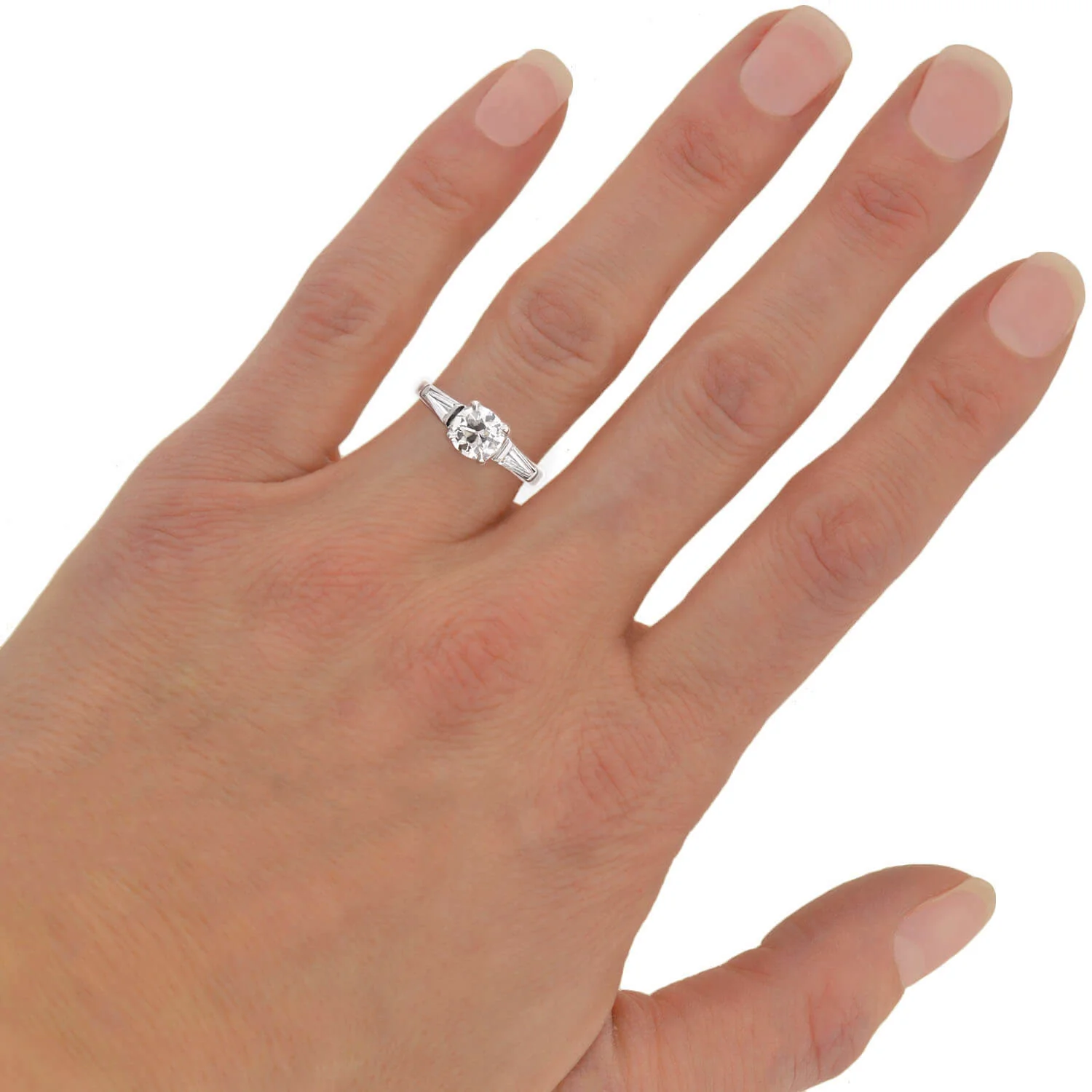 Retro Platinum Diamond Engagement Ring 1.00ct center - Image 6