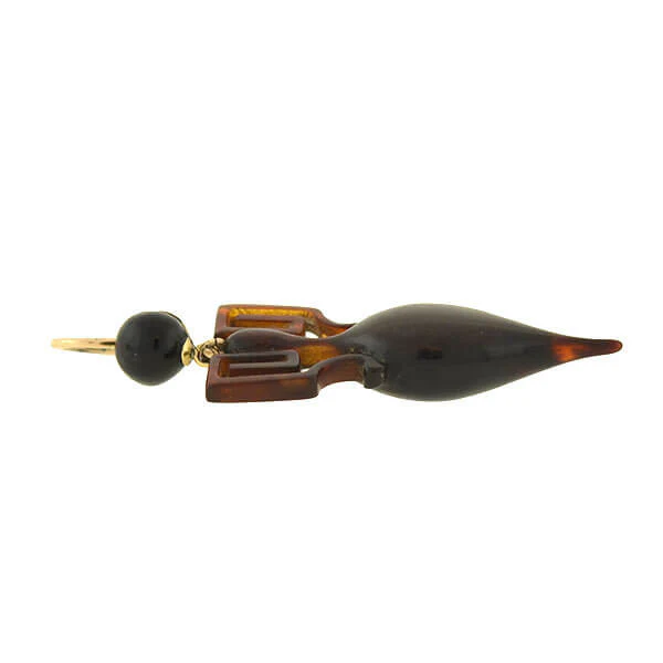 Victorian 14kt Carved Tortoise Shell Urn Earrings - Image 5