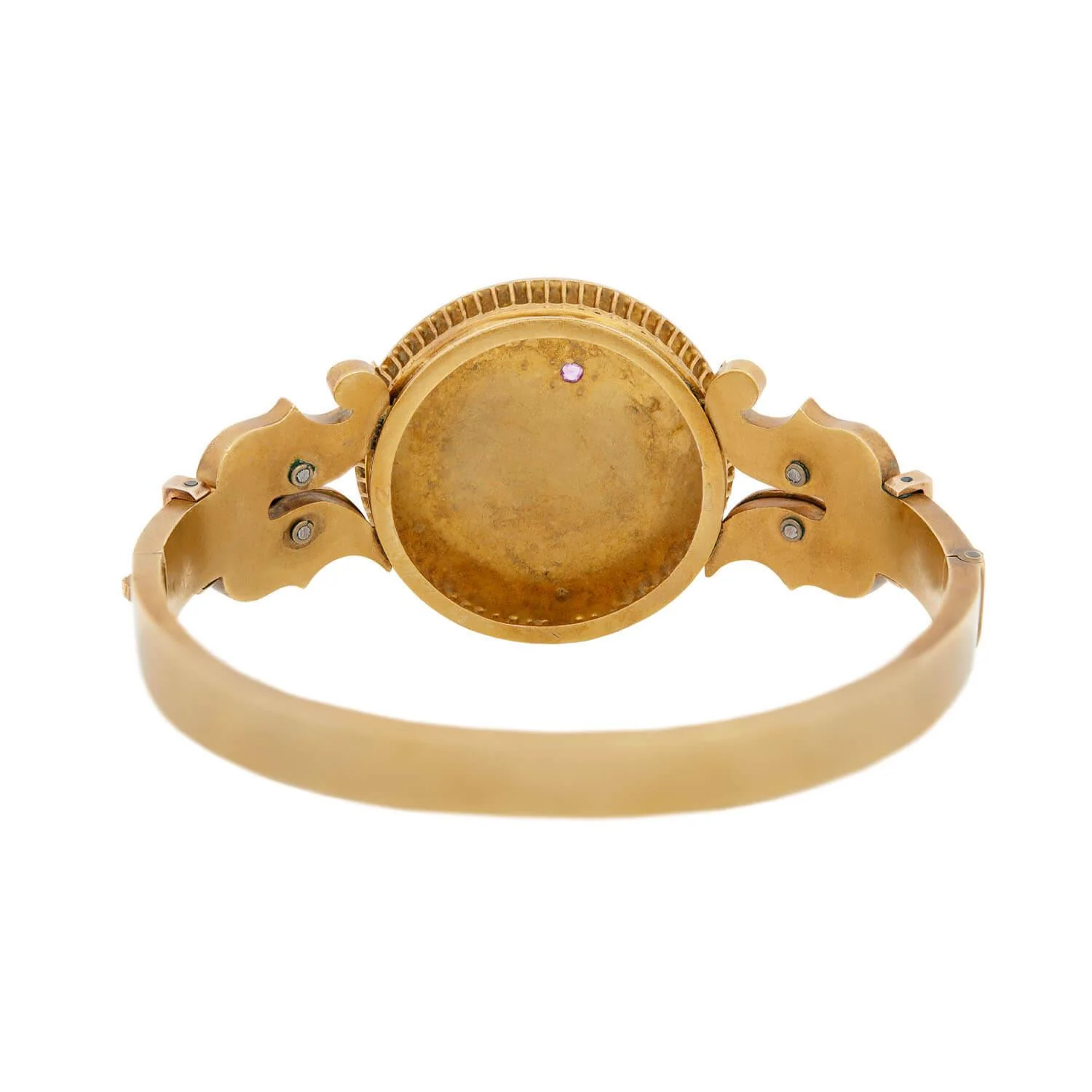 Victorian 18k Ruby, Sapphire, Emerald, and Pearl Enameled Cherub Bangle - Image 5
