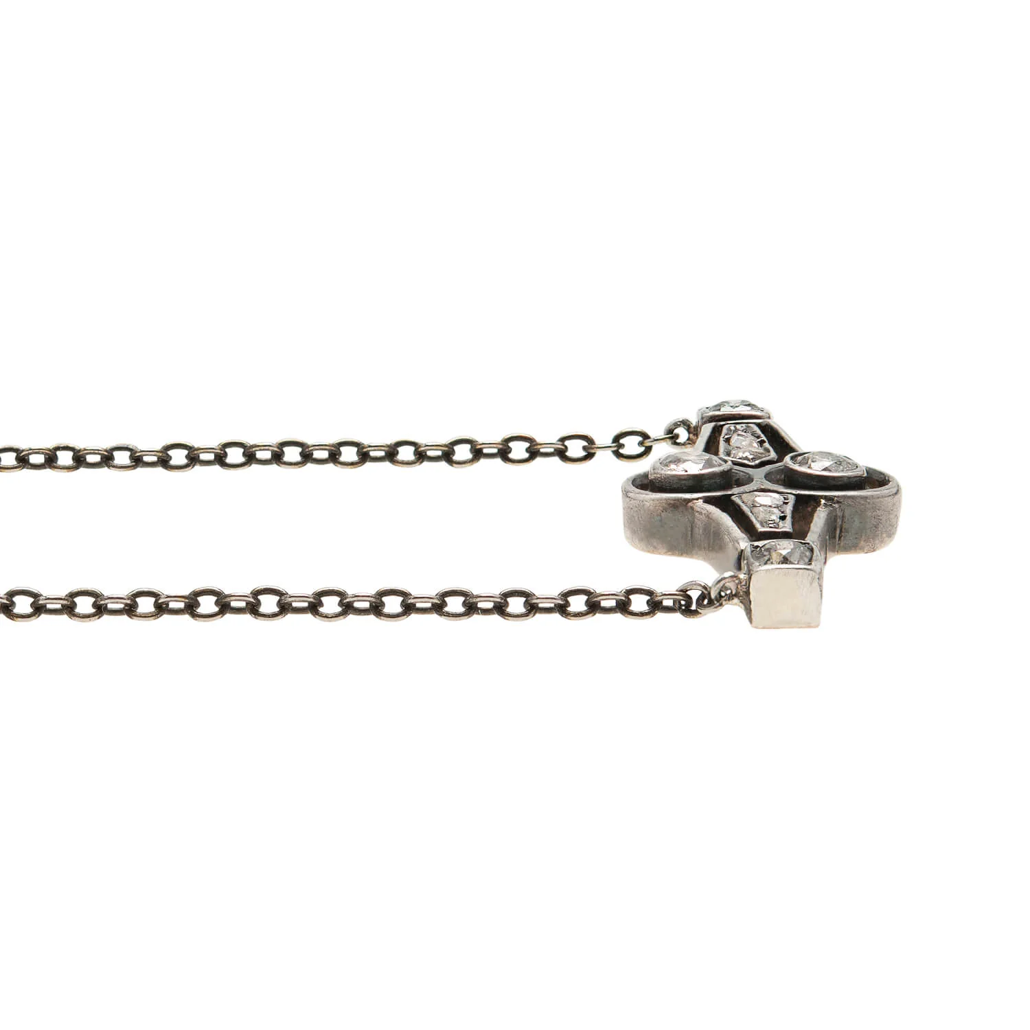 Victorian Sterling Diamond Pendant Necklace - Image 3